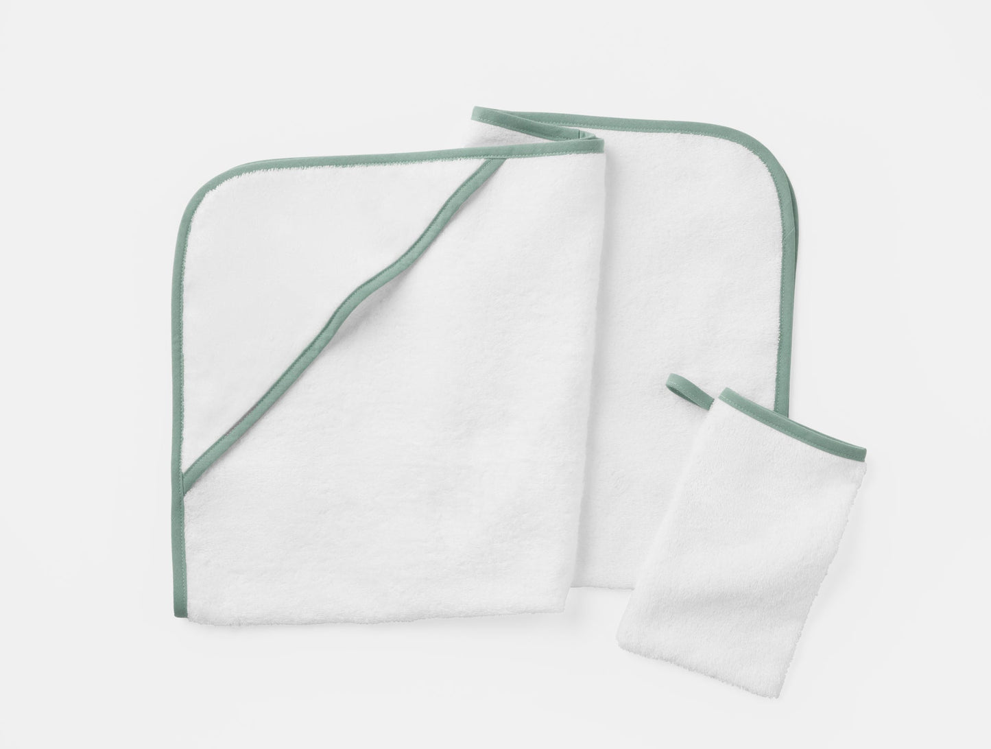 Cloud Loom™ Organic Baby Hooded Towel and Bath Mitt Set